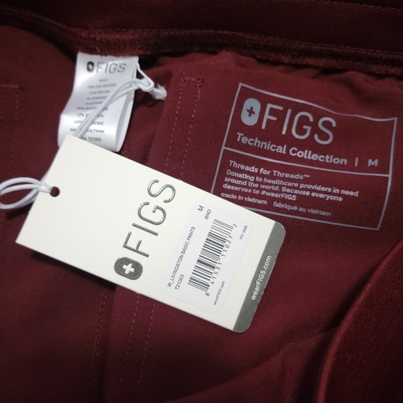 NWT Figs Livingston Basic Scrub Pants in Burgundy - Picture 5 of 5